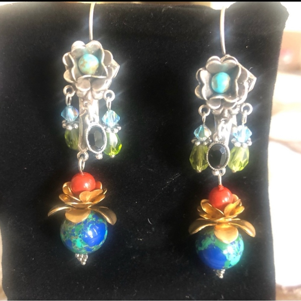 Bouquet of Color Art Earrings,boutique
